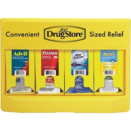 LIL DRUG STORE Drug Dispenser, f/PainRelief, 4 Meds, 15-3/2"x2-1/4"x10-3/4", YW LIL71622